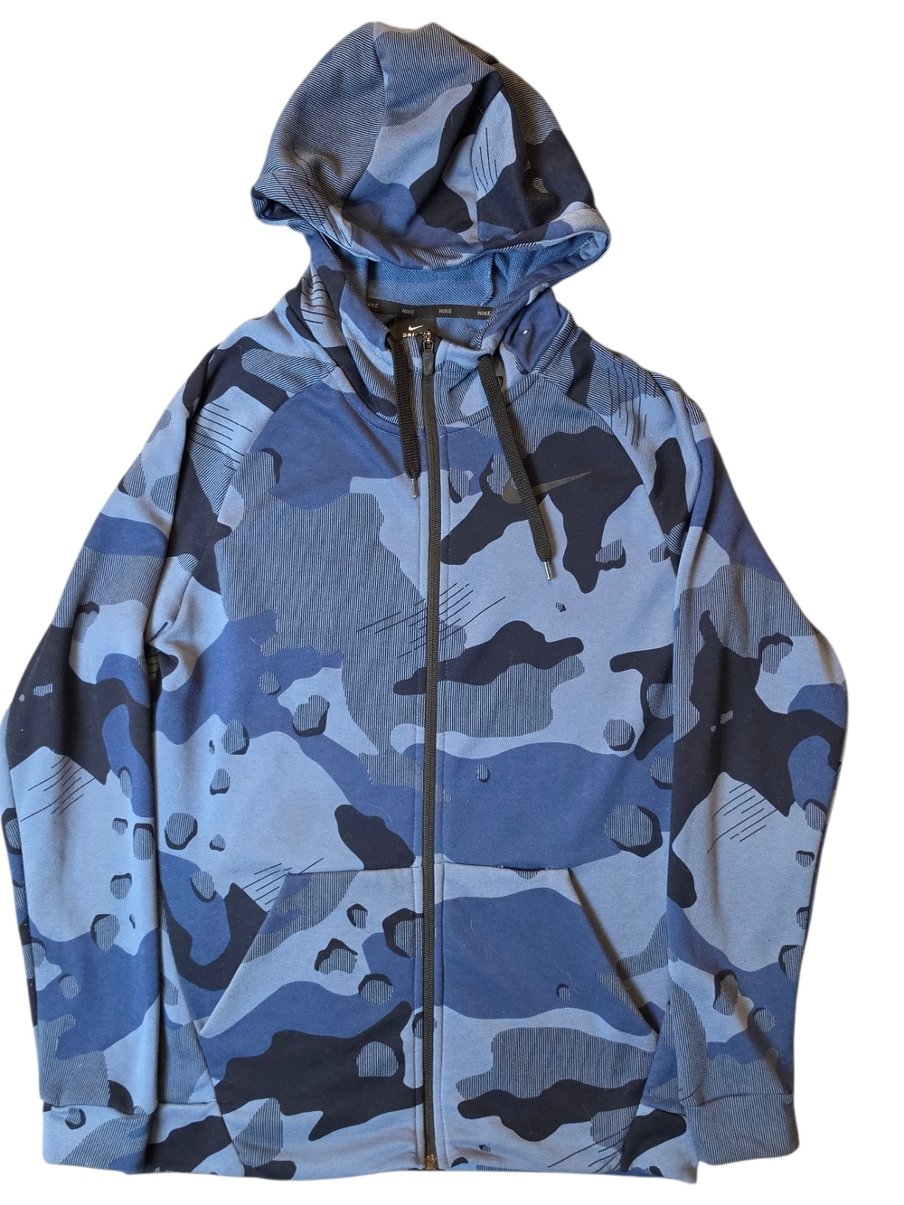 Nike Dri-Fit Mens Camo Hoodie Medium Blue Activewear Sporty Outdoor Athleisure
